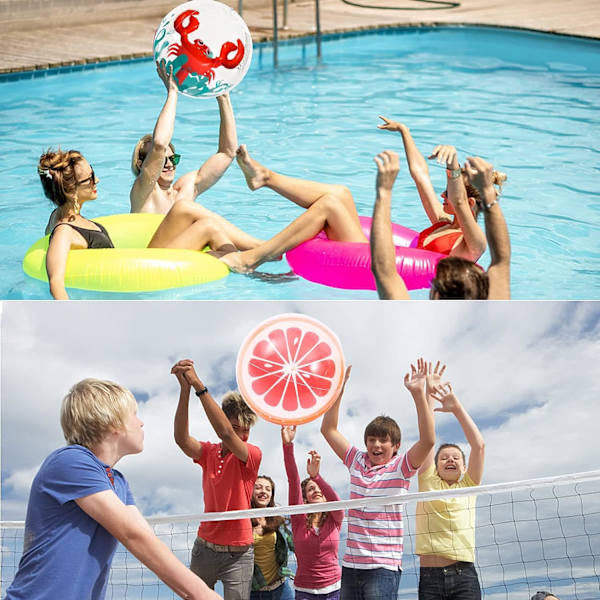 3 pakker med 40 cm diameter store 3D oppustelige strandbolde, strand svømmepølleboldsæt, egnet til småbørn børn voksne ferie strandfod