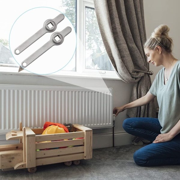 Radiatorlufteskrue-nøkkel, 2 stk Radiatorlufteskrue-nøkkel, Radiatorlufteskrue-nøkkel, Firkantet radiatornøkkel med langt håndtak, Rustfritt stål radiator