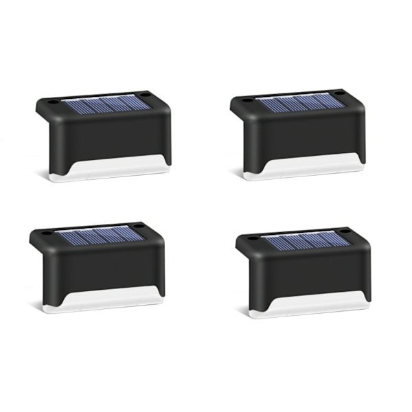 Solcellelampe Sol Trin Lys til Landskabsvægdekoration, Sort (Varm Hvid 4stk)
