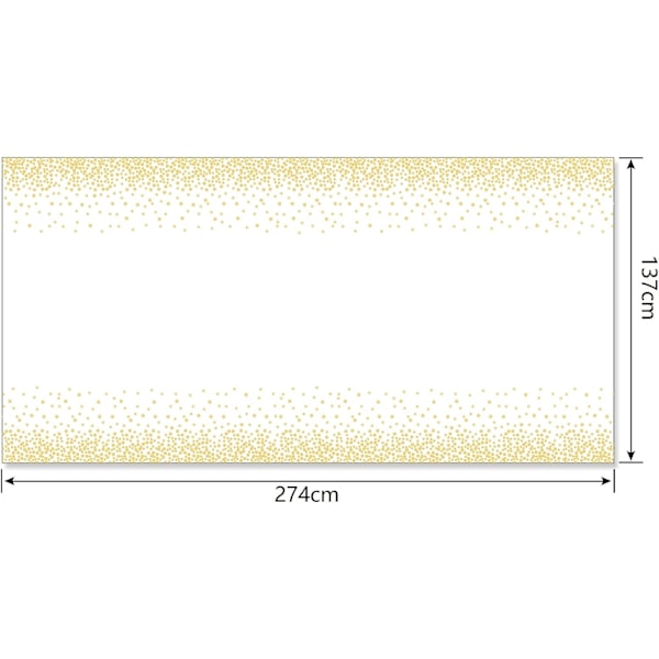 2 kpl Valkoisen kullan pisteinen pöytäliina Valkoinen ja kullan pöytäpeite 137 x 274 cm Muovi Suorakulmainen pöytäpeite Valkoiseen ja kullan juhlaan Syntymäpäivä pöytäkoristelu