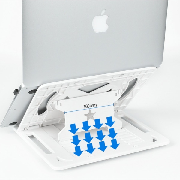 Bærbar computer stand til skrivebord, foldbar laptop stand, justerbar computer stand (hvid)