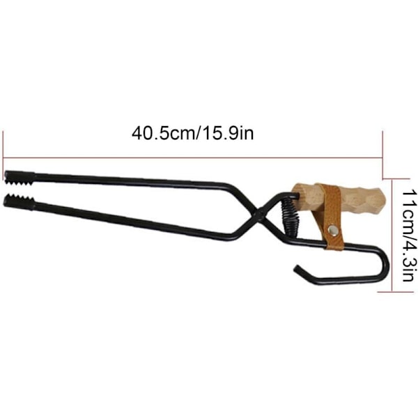Utendørs leirpipe-tang, robuste vedklyper, lang 40,5 cm, for leirer og peiser, peisverktøy