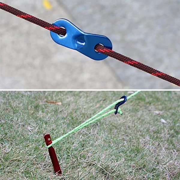 Rebspænder, rebspænder camping, 2 huller aluminiumslegering justering af vind, til vandreture, teltvandring, blå, 15 stk.