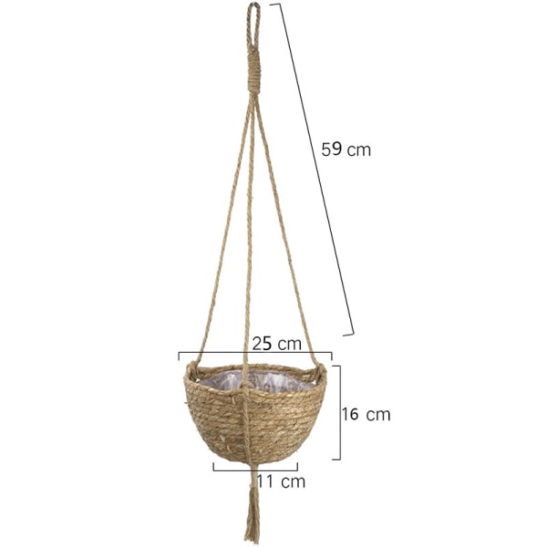 Sæt med 2 hængende plante kurve, indendørs udendørs hængende plante, hængende plante kurve med kroge plantebeholdere, vævet kurv af naturlige blomster