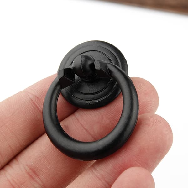 skabsgreb, 10 metalskabsgreb, antik enkelt hul zinklegering (sort)