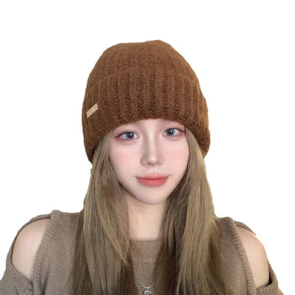 Dam vintermössor enfärgad varm mössa bekväm elastisk casual mångsidig mössa koreansk mode utomhus en storlek