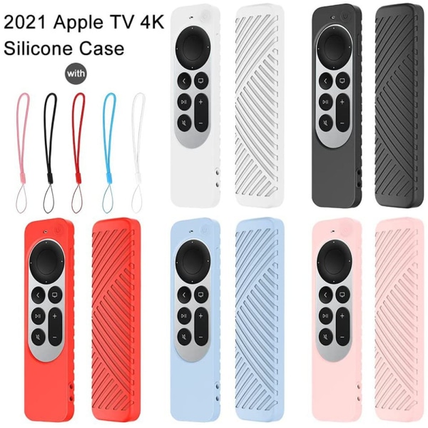 Yhteensopiva kotelo uudelle 2021 Apple TV 4k 6. sukupolven kaukosäätimelle silikonikotelo - Iskunkestävä kotelo, silikonikotelo, liukumaton, hihnalla