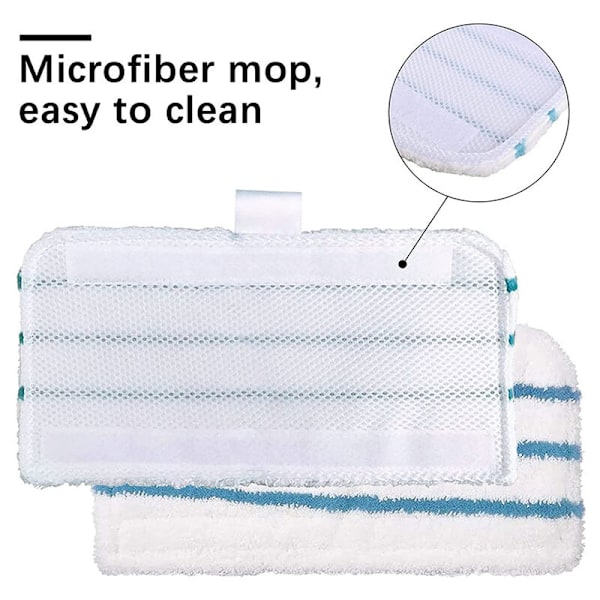 Set med 2 multi-yta pads för ångmopp - hållbara rengöringspads i mikrofiber - Ångmopp tillbehör - Tvättbart överdrag - Rektangulär