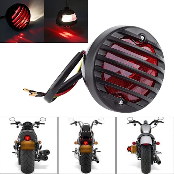 Broms Bakljus, Svart Rund Motorcykel Baklykta för Skotrar Bobber Chopper ATV
