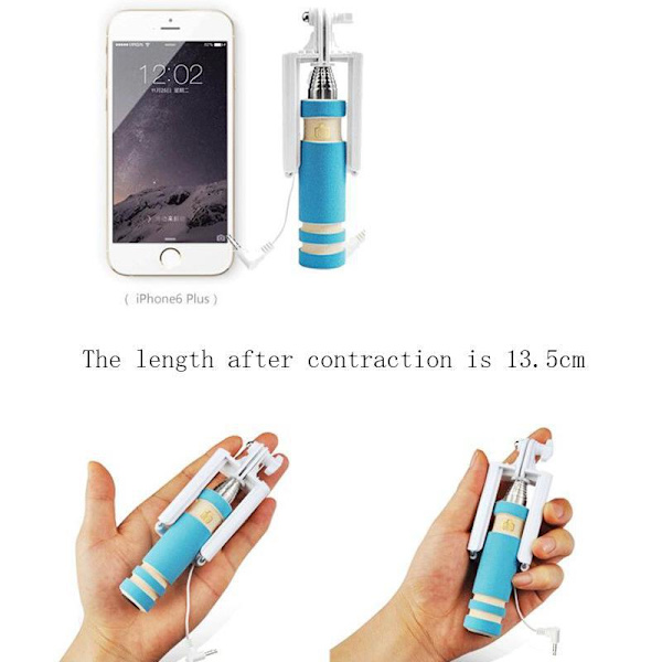 Farve: Blå (Paicom Blå) - Universal Selfie Stick Design og Ultra Kompakt med Shot Button Jack - Mere end 10 MODELLER