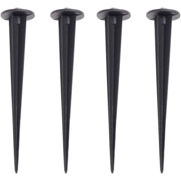 Sett med 4 solcellelamper for plen, landskapsbelysning, gulvplugger for hage, erstatning for gulvspiker, julelys (160 mm, svart)