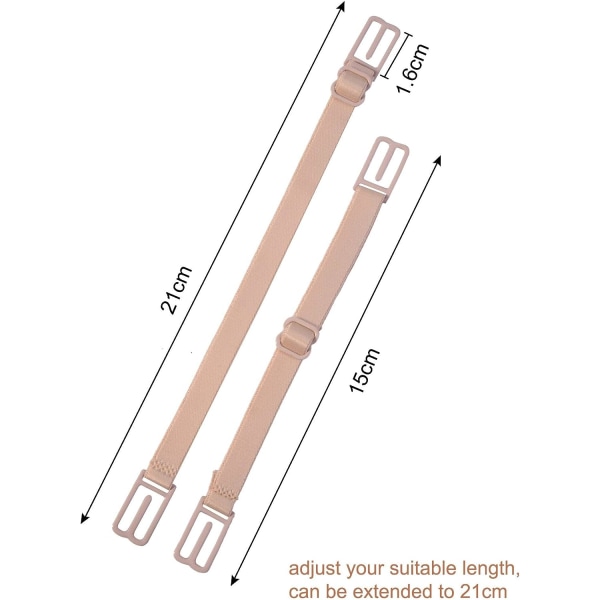 6 stk. BH-stropclips Bag Elastiske BH-stropclips til kvinder Justerbare Anti-slip Støtter Stop BH-stropper (Sort, Hudfarve og Hvid)