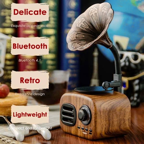 Bærbar Retro Bluetooth Højttaler TF Kort Trådløs Højttaler Musik Afspiller