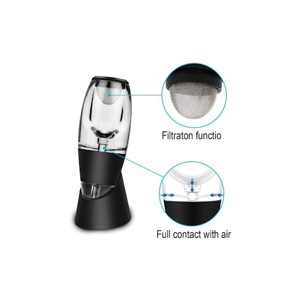 Sort Decanter R vinlufter med stabil støtte og Decanteu rejsetaske til rødvin karaffel gaveæske
