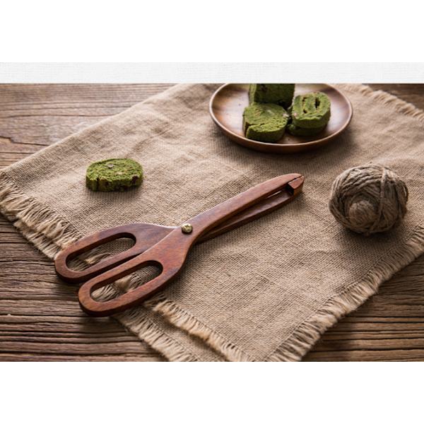 Tretang i tre for mat, tang for brødrister, anti-skolding grilltang, egnet for utendørs matlaging (saksetang)