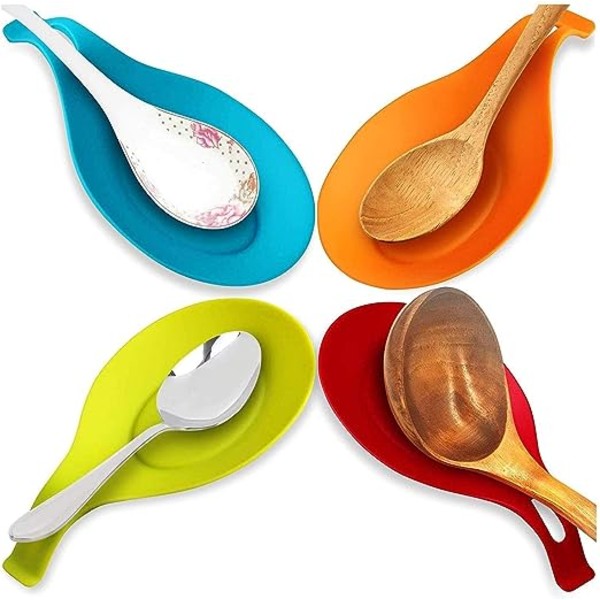 5 st Silikonskedstöd, Silikonskedstöd, Silikonskedstöd Set (Slumpmässig färg)