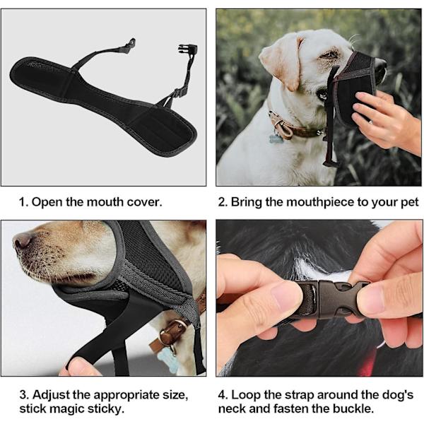 Hundemundkurv, Blød Nylon Anti-Drop Mundkurv, Luftnet Åndbar Drikkelig Hundemundkurv Med Justerbar Sløjfe XL Sort