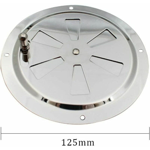 Runt ventilationsgaller, justerbar ventilationsöppning i rostfritt stål, inlopp och frånluft 125mm