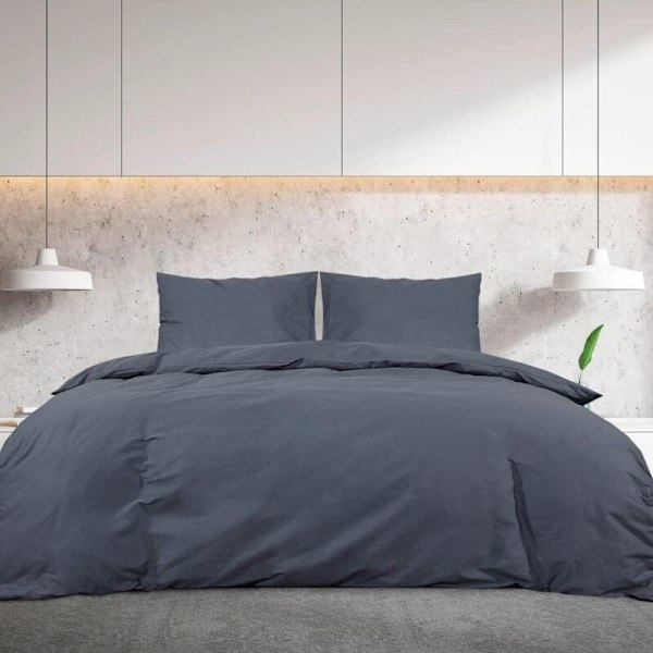 Påslakanset Sängkläder Set Örngott Sovrum Heminredning Antracit 220x240 cm Bomull
