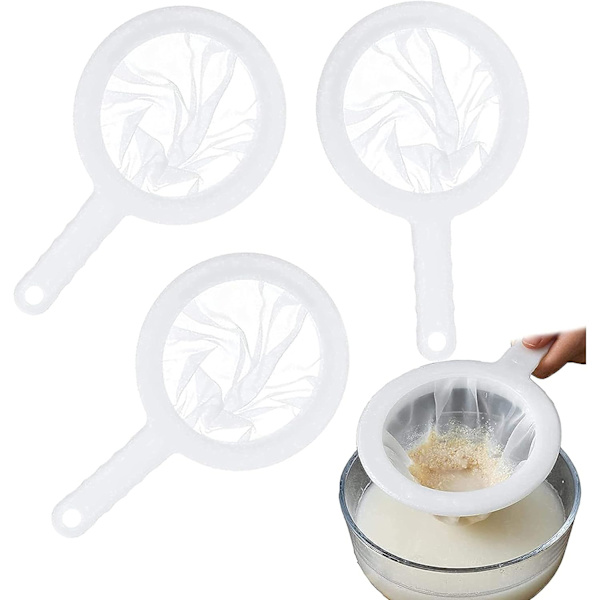 3 stk. fødevarefilter i plast, fint køkkenfilter, 100/200/400 mesh nylon fødevarefilter til frugtsaft, vin, mælk, Nylo fødevarefilter