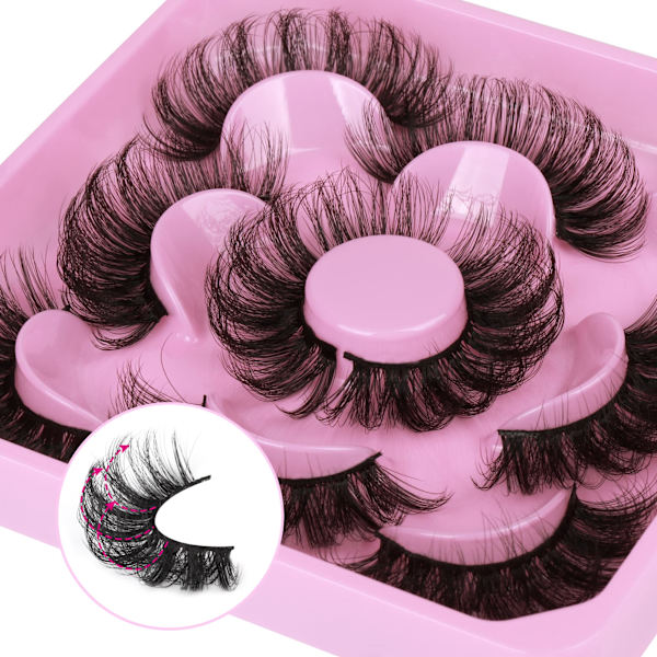 Mink Fluffy Wispy Falska Ögonfransar 20mm Dramatiska Faux Mink Ögonfransar D Curl Långa Falska Ögonfransar Pack Ser Ut Som Förlängning