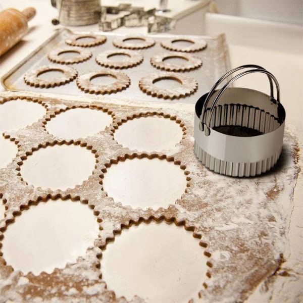 Flat munn - På lager sett med fem runde dumplingsformer i rustfritt stål ravioli skinnform kjøkken Cookie-form