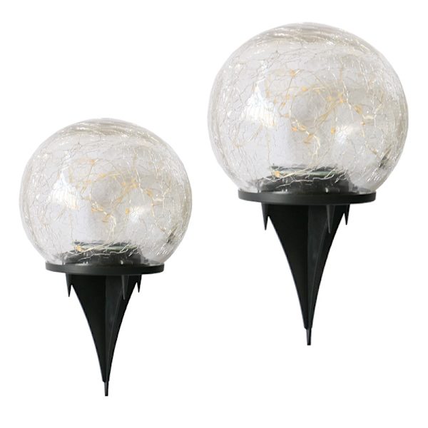 Solcelledrevne hagelys, vanntette varmhvite LED-sprukne glasskuler for utendørs stier, uteplass, hageplen, dekorasjoner, 1 globe (3,9 tommer)