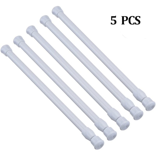 Jännitystankosarja, 5 kpl, vaatekaapin jännitystangot, verhotanko 39,9 cm - 70,8 cm (noin), venyvät myrskytangot, jotka mukautuvat tiloihin