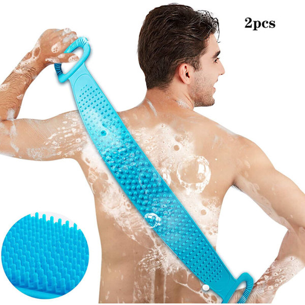 Ryggborste, massageborste för ryggen, silikagel, duschborste, kroppsskrubb och fotborste