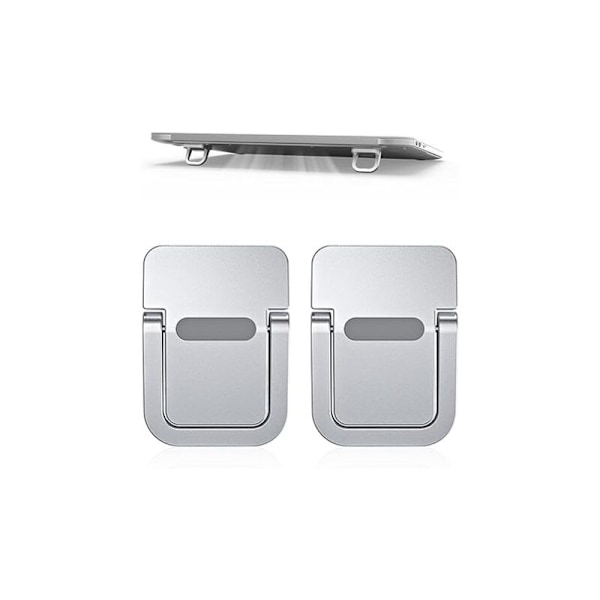 2-delat laptopstöd, hopfällbart stöd, självhäftande datorstöd, ergonomiskt och osynligt, kompatibelt med många laptops (silver)