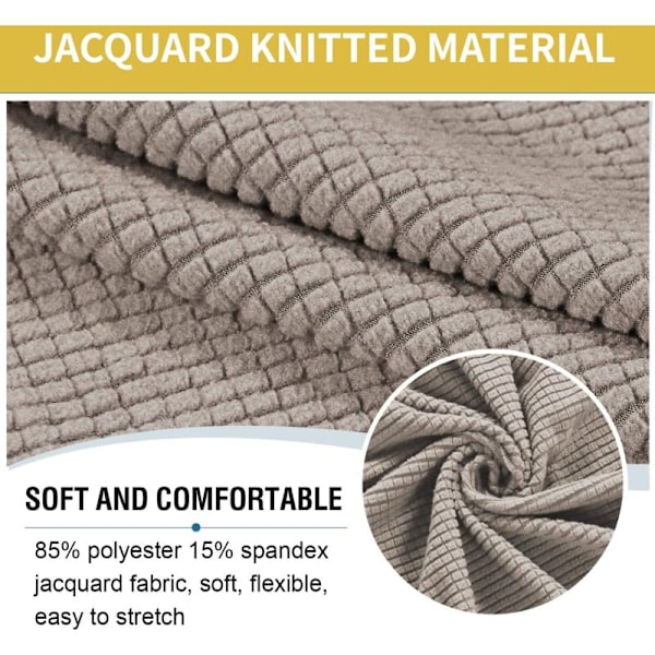 Utdragbart jacquard pufföverdrag (grå, stor), fotpallöverdrag, möbelskydd, pallöverdrag med halkskydd