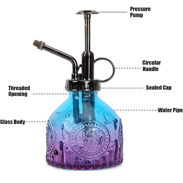 Retro dekorativ glasplantevandkande med top pumpe til indendørs planter glasbeholder (grøn)