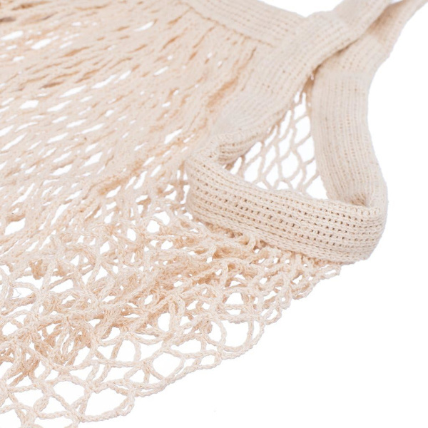Återanvändbara bomullsmesh-kassar Bomullsrepkassar Mesh-shoppingkassar Mesh-kassar 2-pack (Beige)