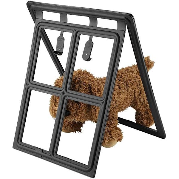 Kattlucka för hundar och katter Dörr Kattlucka Magnetisk Husdjursdörr Tillverkad av Hållbar Plast Automatisk Avstängning Lätt att Installera (XL-Svart)