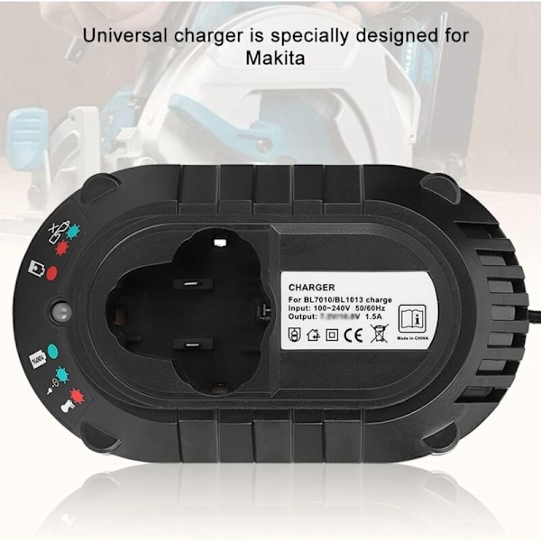Li-ion Batterioplader, Erstatnings Hurtig Batterioplader Lithium Batteri Ladestation til 12V DC 1.5A Makita BL1013 BL7010 (EU Stik)
