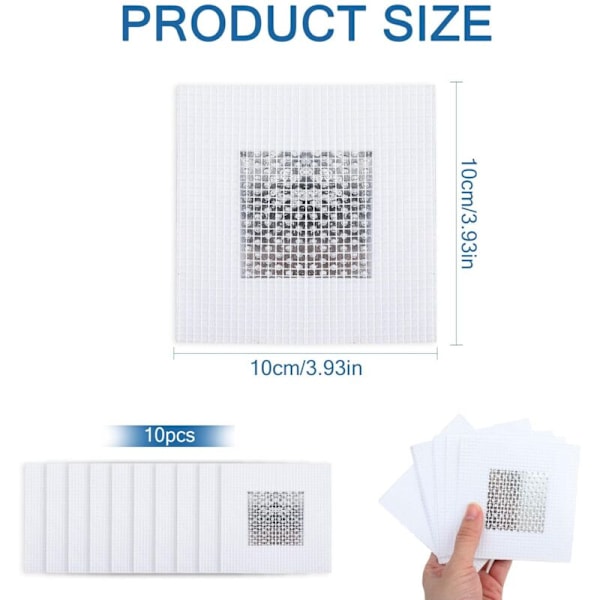 10 st Väggreparationslappar, självhäftande nätlappar för torra väggar, väggreparationskit för att återställa skadade tak, skärmlapp, 10 x 10 cm