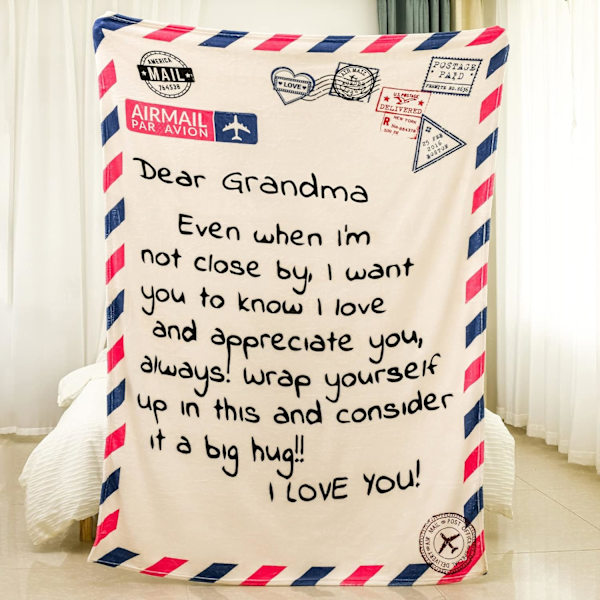 Mors Dag Filtpresent till Mormor, Mormors Filt från Barnbarn, Brev Varma Mjuka Filtar, Presenter till Mormor (70*100cm)