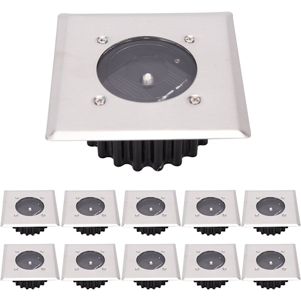 10-pack LED-solcellsmarklampor, utomhusbelysning, gatubelysning, nedgrävd belysning, vattentät IP65 (kallvitt)