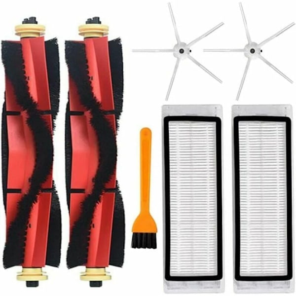 Sidoborstfilter för dammsugare Xiaomi Roborock S5 max S6 maxv s6 pure T6 med 2-rulls tillbehörsborste, 2 filter, 1 sopborste, 2 sidoborstar