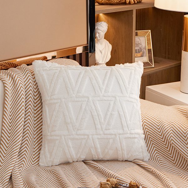 6 stk hvite myke plysj ull korte fløyel dekorative putetrekk luksusstil for sofa soverom hvite 45 x 45 cm
