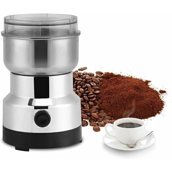 Elektrisk kaffekvern Moulin for nøtter og korn, matknuser i rustfritt stål, kaffekvern og elektrisk mikser for kaffebønner, linfrø og andre krydder