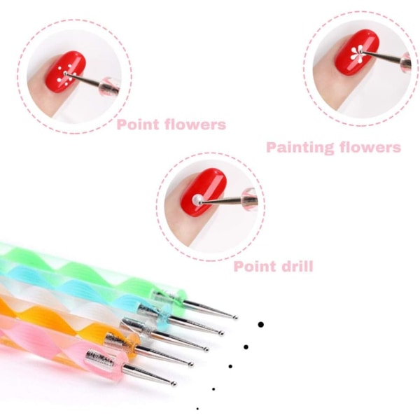 5 kpl Nail Dotting Pen Marbleizing Dotting Painting Pen Polish Car