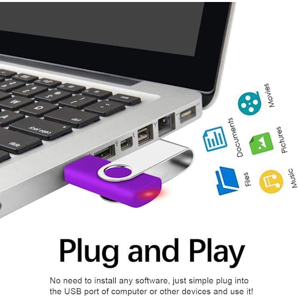2 stk. (sort) USB-flashdrev 16 GB USB-flashdrev-stik USB-flashdrev-lagerroterende disk til bærbar computer/pc/bil