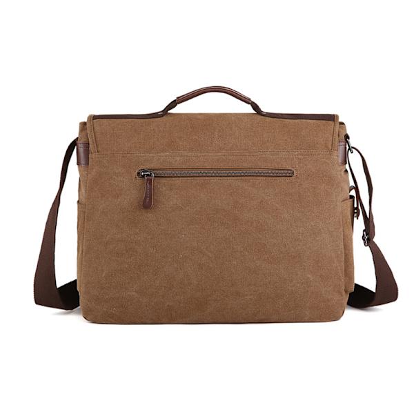 Lærredstaske, herretaske, crossbody-taske, praktisk forretningscomputer-taske, stor størrelse kan rumme 17-tommer computer
