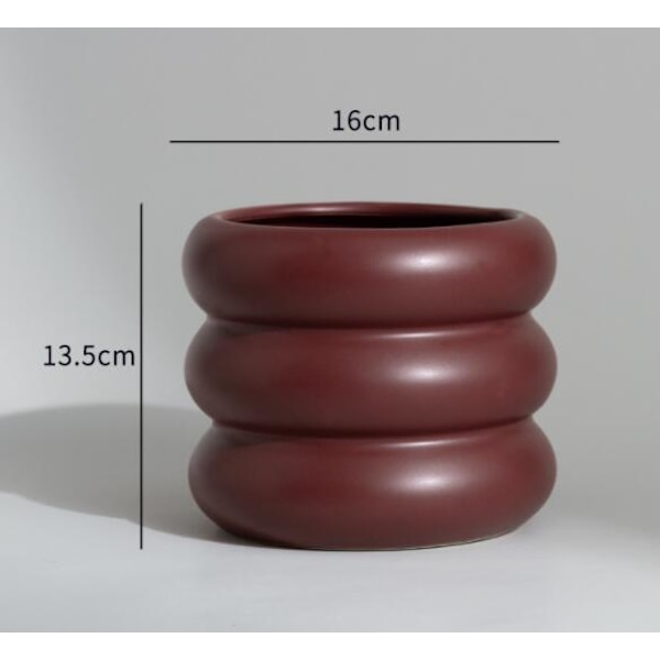 Kreativ enkel cirkel vase dekoration keramisk blomsterpotte til hjemmet (HP-T-2 mørkerød)