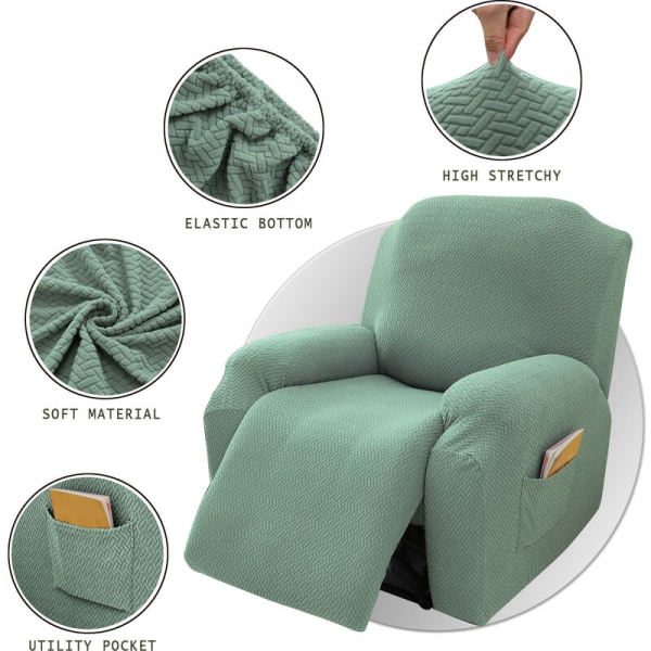 Superstretchig fåtöljöverdrag Recliner sofföverdrag Recliner fåtöljöverdrag Formmonterade överdrag, mjuka och tjocka (gröna - 1-pack)
