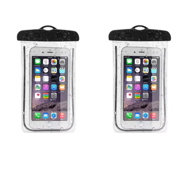 Sort-vandtæt smartphone-taske [pakke med 2] IPX8 vandtæt taske