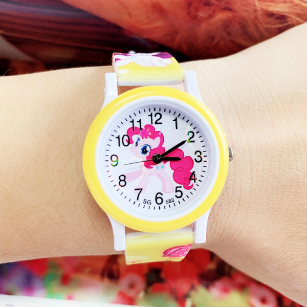 1 Piece Kids Watch(Yellow , My Little Pony),Waterproof Children's Wristwatch Quartz Movement,3D Cartoon Design,Digital Kids Watch for 3 Years Old to