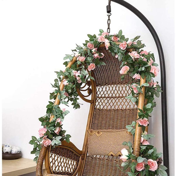 4PC Artificial Garland Rose Vines Simulation Rose Artificial Flowers Hanging Garland Ivy Plants for Wedding Arch Arrangement Home Garden Outdoor Ros