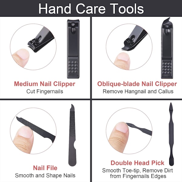 Manikyr Pedikyr Kit, 7 st Professionell Nagelklippare Set, Rostfri